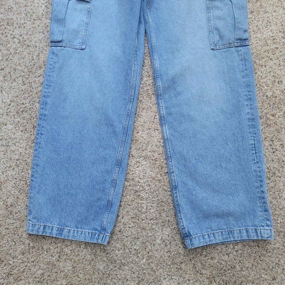 H&M Divided Women Light Wash Wide Leg Cargo Carpenter Jeans 8 - Picture 2 of 10